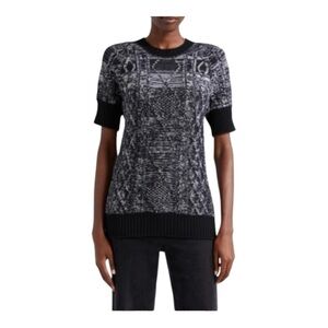 The Oula Company 100% Merino Wool Black & Gray Patterned Sweater NWOT